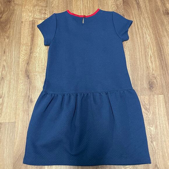 Lands End Girls Red White Blue Quilted Heart Embellished Bow Dress Size 14 Large - Picture 2 of 9